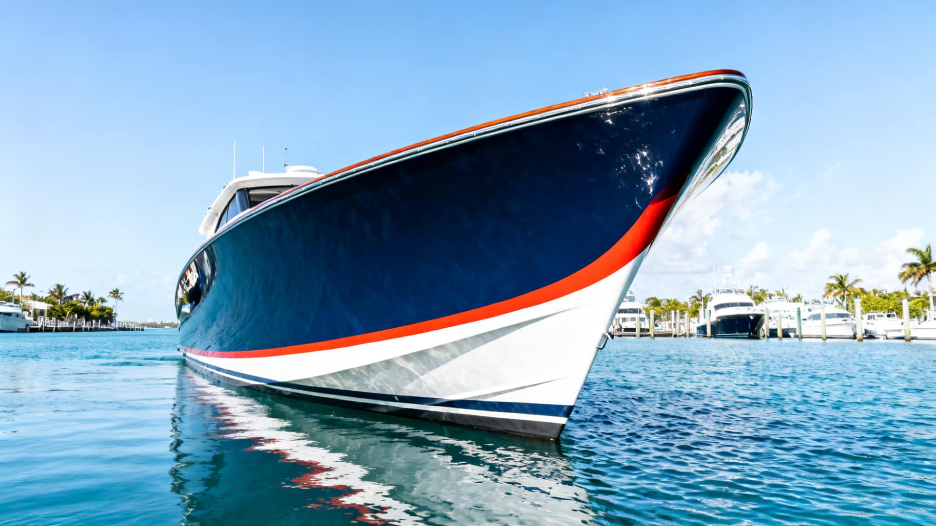 Bow accent wrap contrasting stripe boat Miami