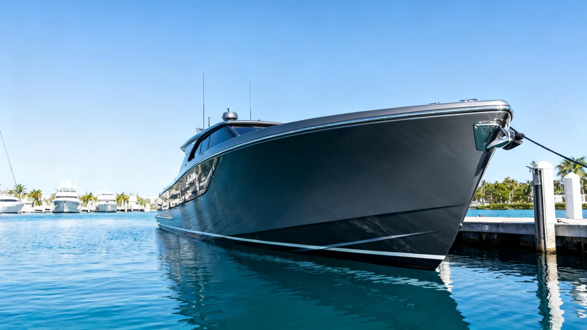 Full hull color change satin boat wrap Miami