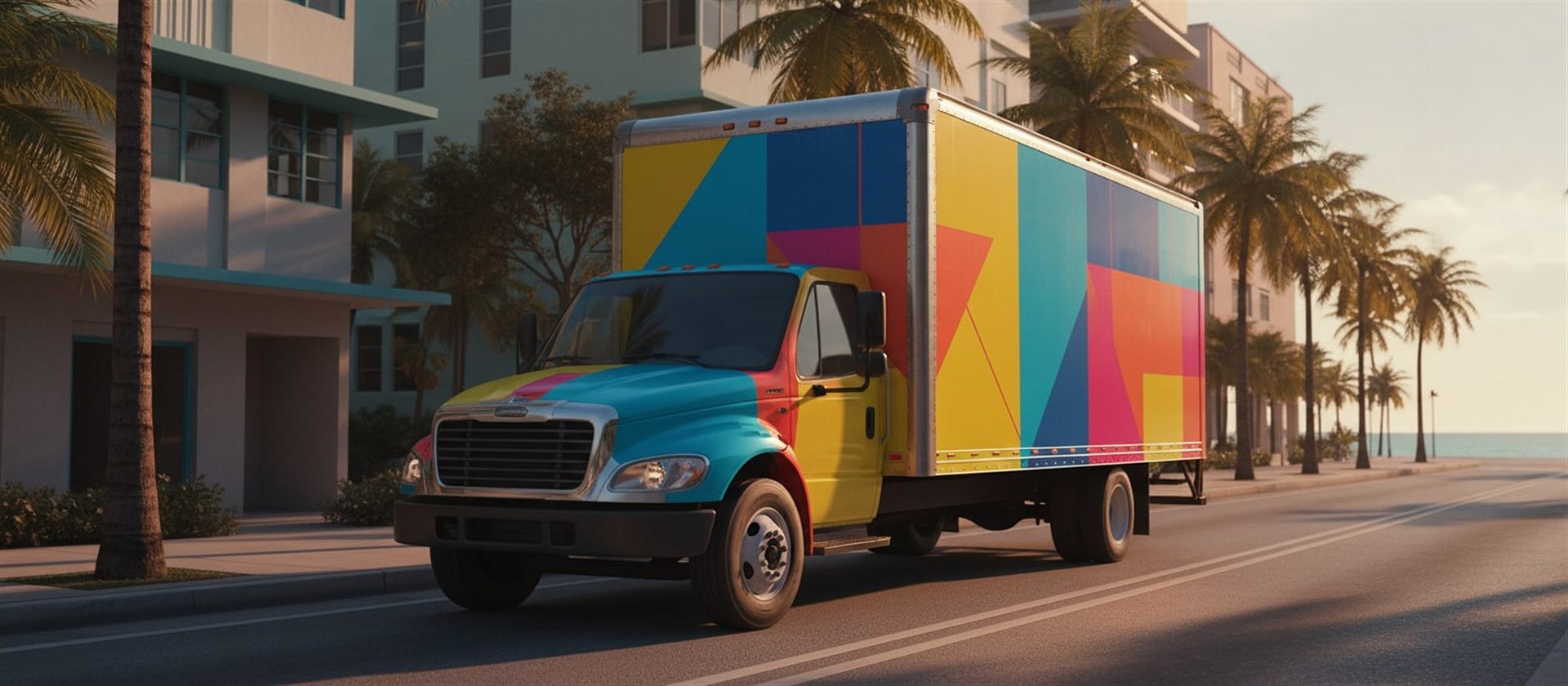 Commercial box truck wraps in Miami FL straight truck vinyl graphics installation