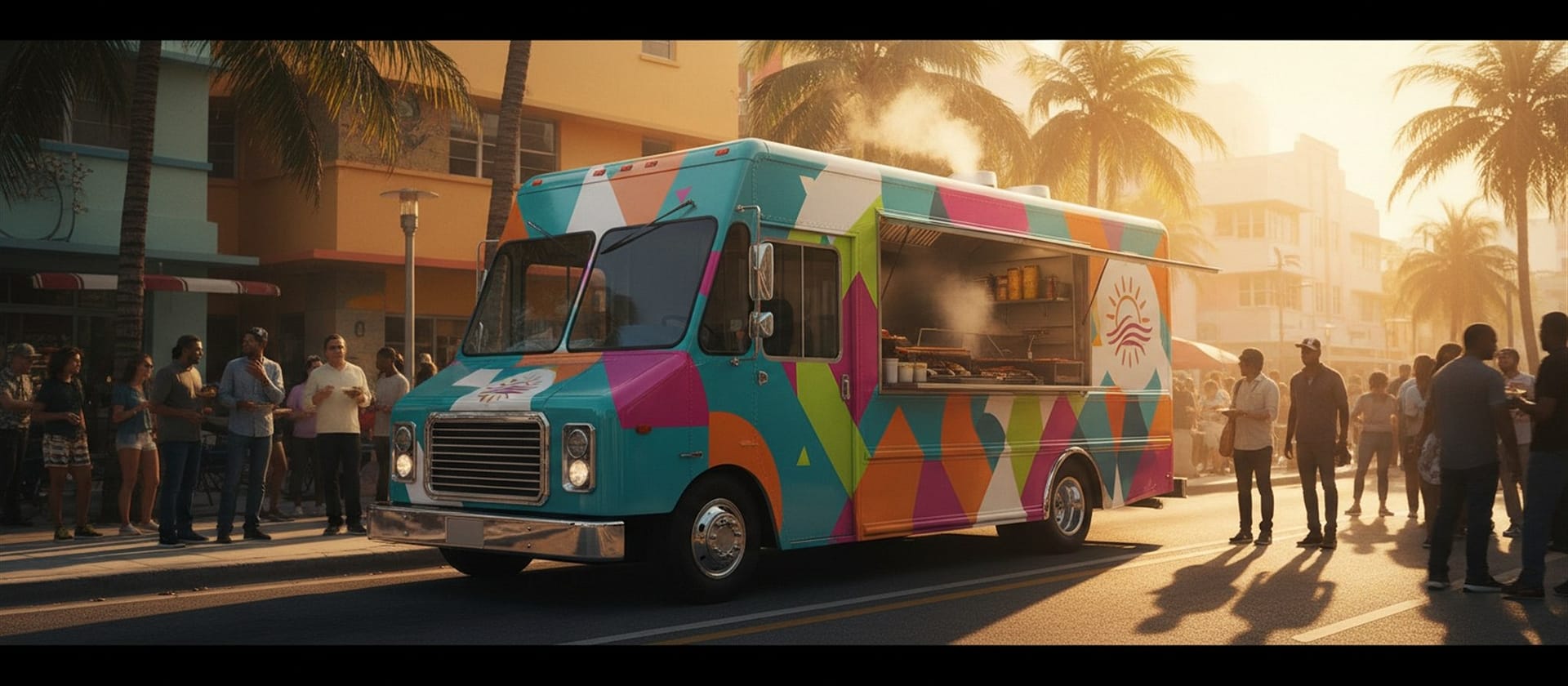 Food truck and concession trailer wraps in Miami FL mobile kitchen vinyl graphics