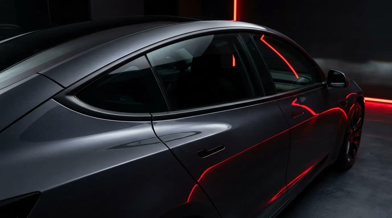 Tesla chrome delete satin black window trim vinyl Miami Model 3