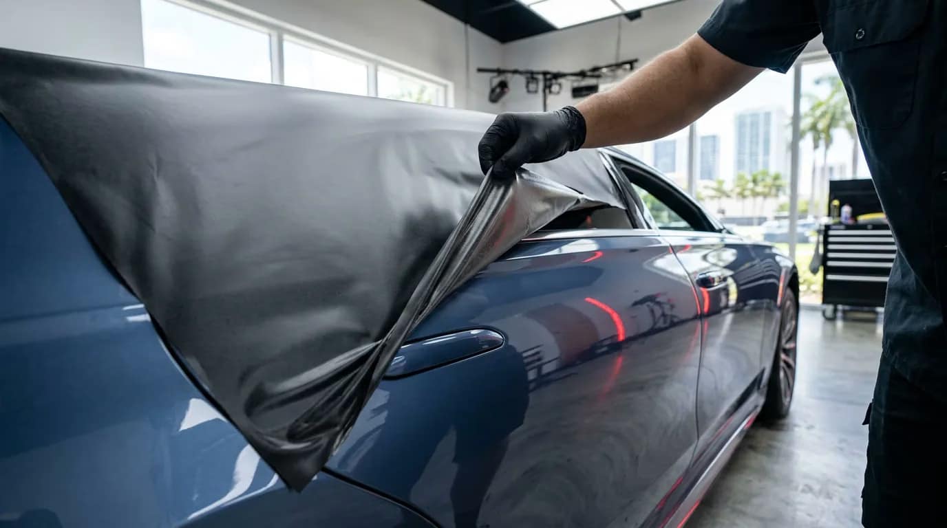 Wrapping a leased car Florida removable vinyl film clean lease return