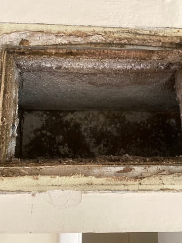 Job 37 before and after. ducts cleaning and sealing with mold remediation paint.