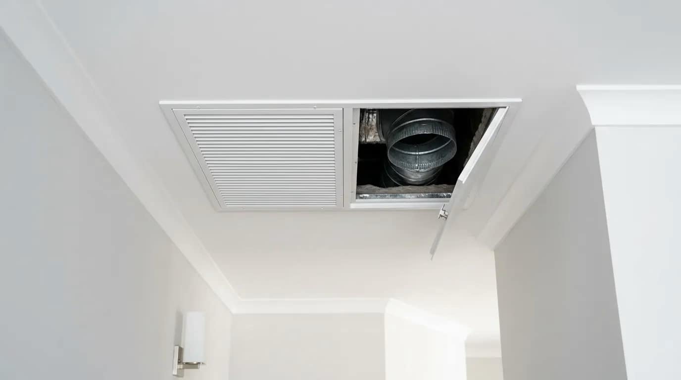 Central air ceiling vent and ductwork in a Boca Raton condo