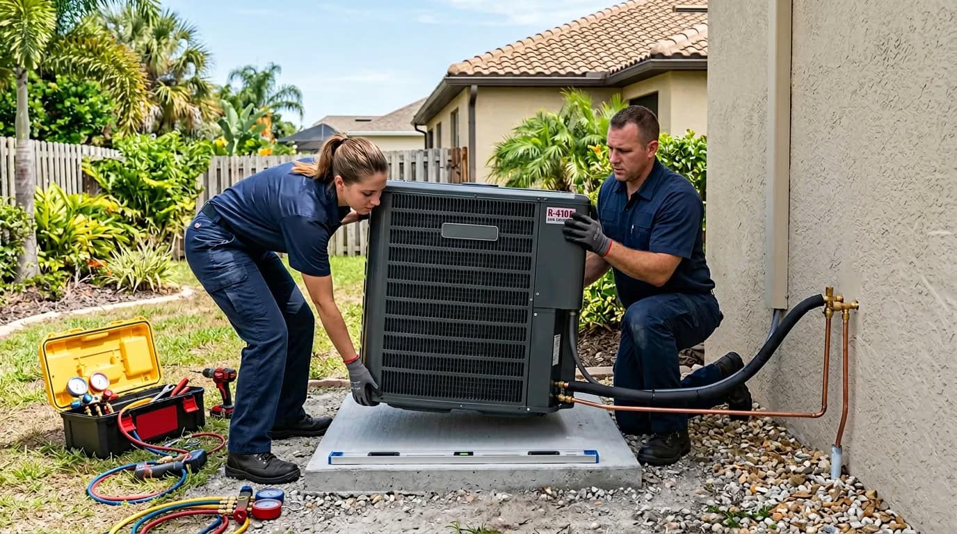 FPL Participating Independent Contractor installing a high-efficiency AC in Boca Raton