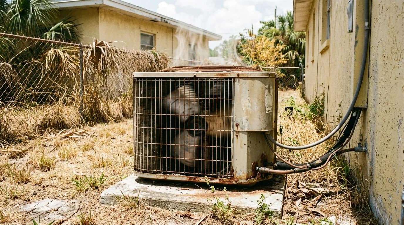 Aging AC condenser struggling through another Boca Raton summer